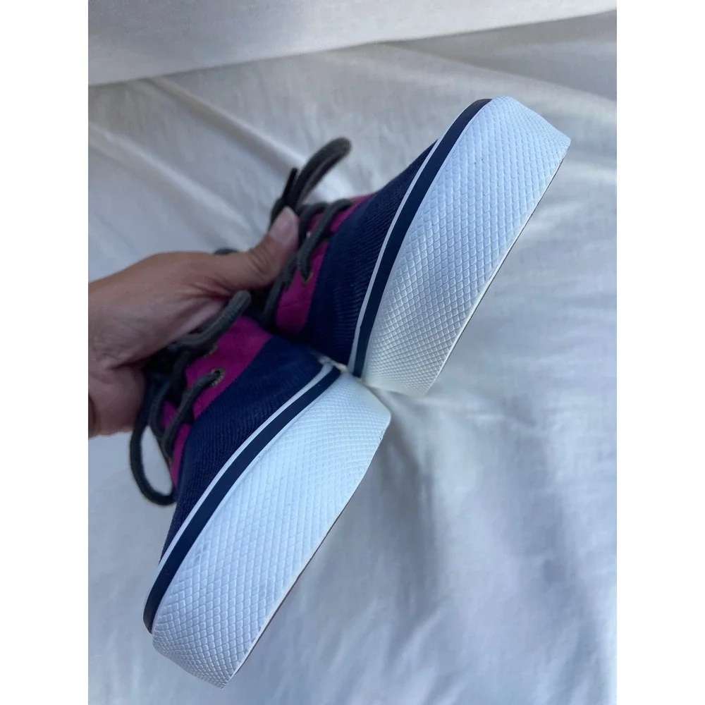 Sperry Top-Sider Crest Vibe Corduroy Sneakers Magenta Navy Blue Women Casual 7.5